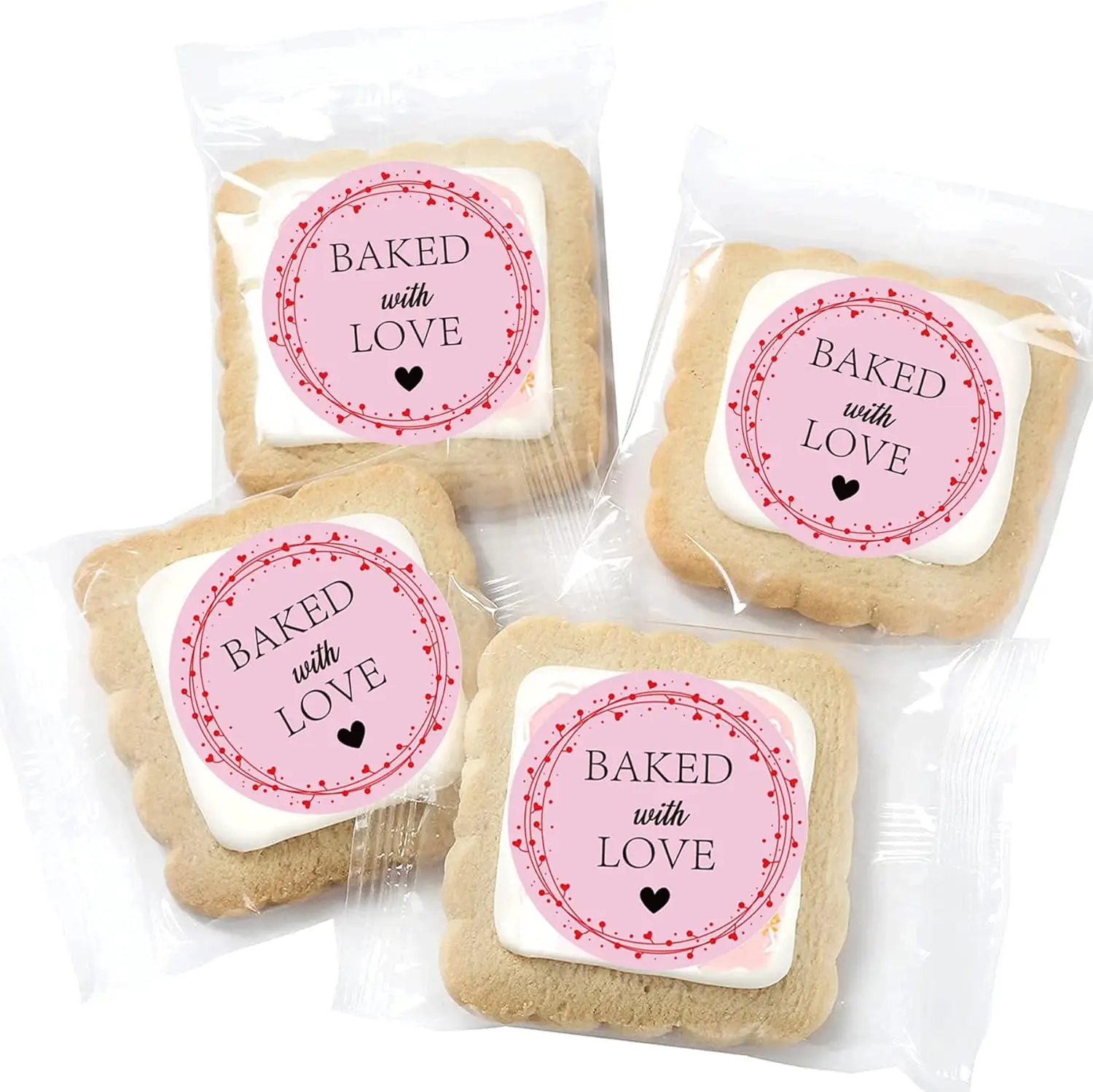 

Baked with Love Labels Round Baked with Love Stickers with Wreath for Business Bake Sales Packaging Jars Canning 500pcs 1.5Inch