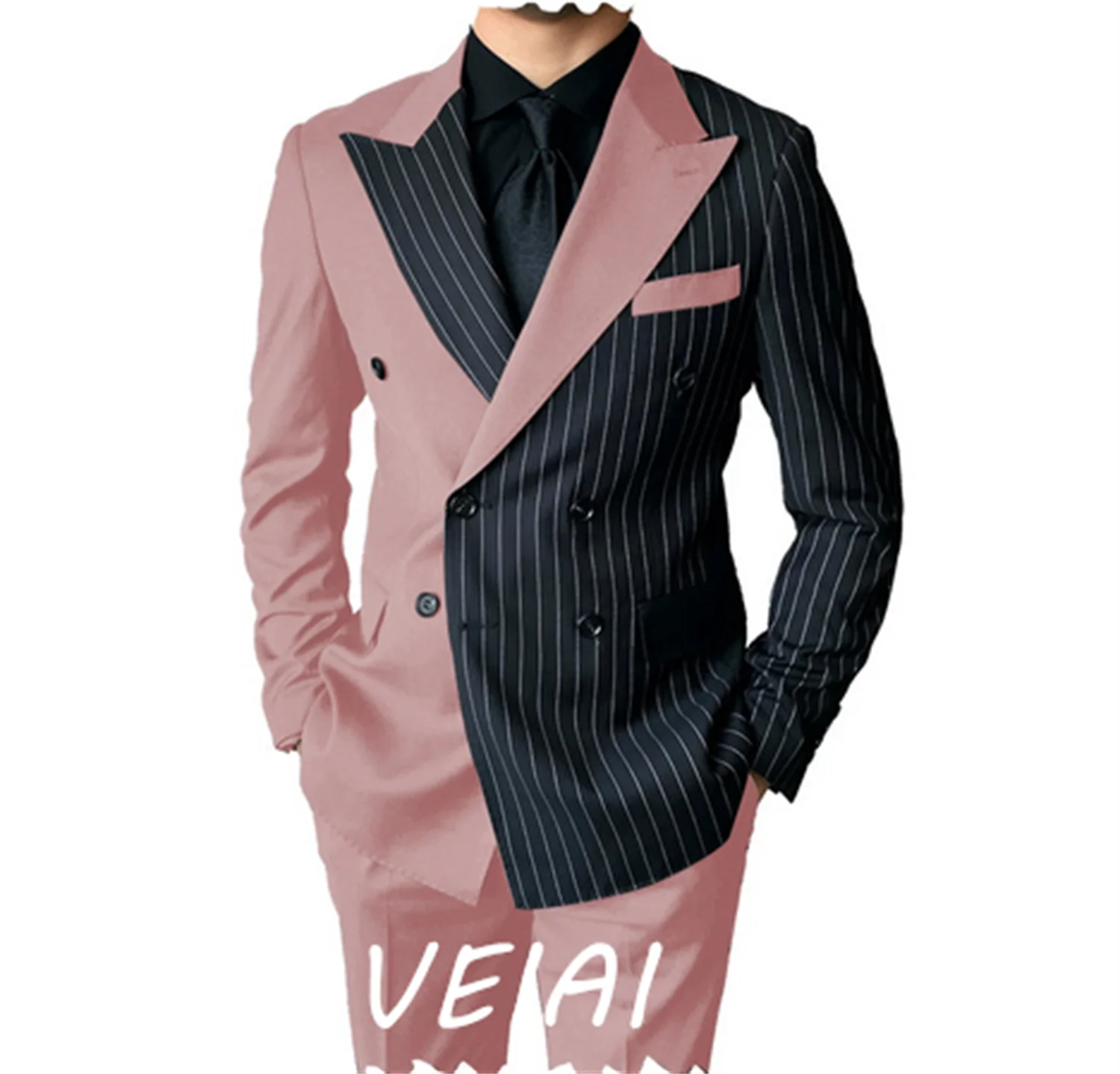 

CustomizedNew Fashion Double Breasted Casual Suit Two Piece Splice Contrast Men's Suit Business Dress Wedding Suit Men Clothing
