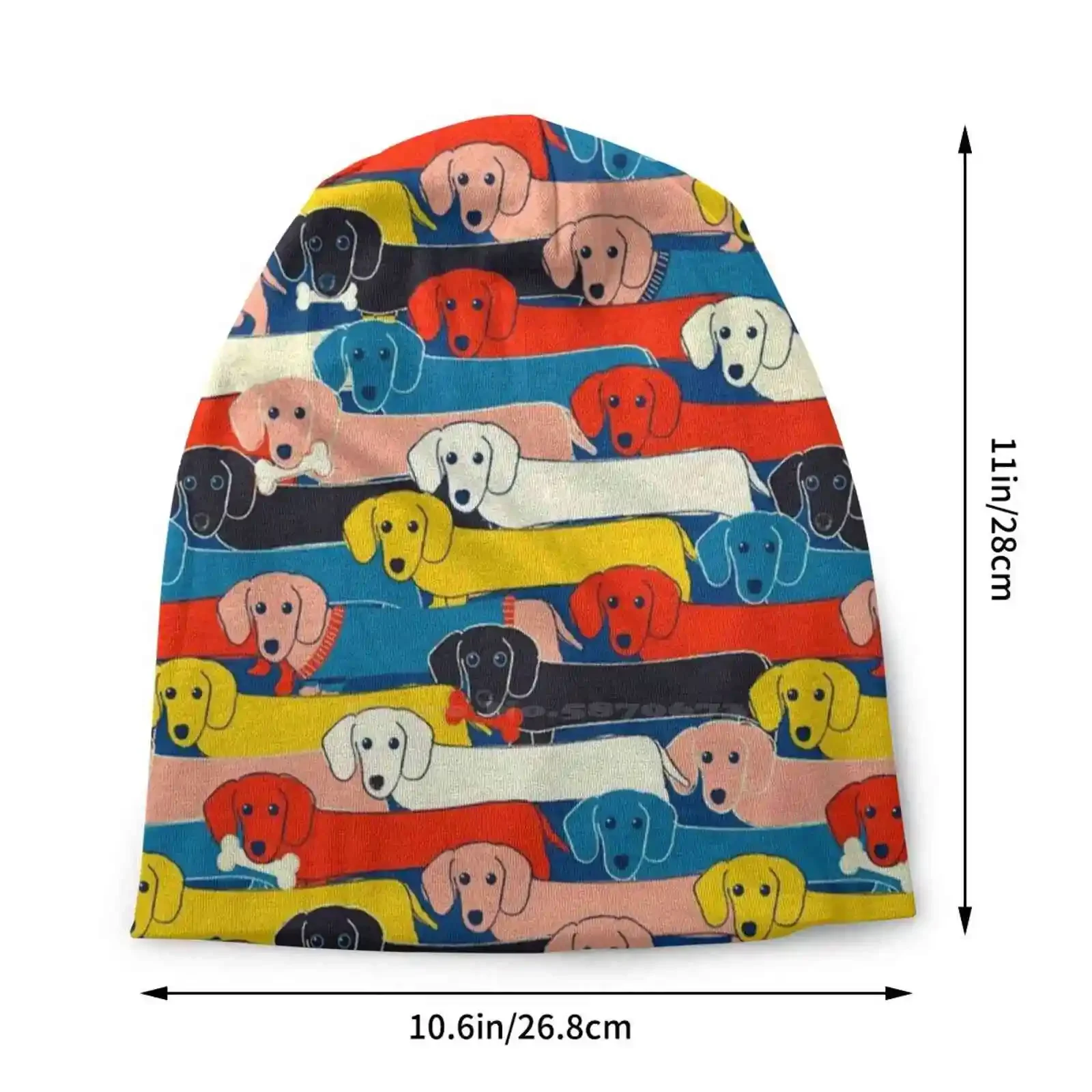 Colored Cute Dogs Pattern 2 Knitted Hat Warm Beanie Outdoor Caps Dogs Puppy Doggie Seamless Pattern Cute Crowd Busy Animals Pet