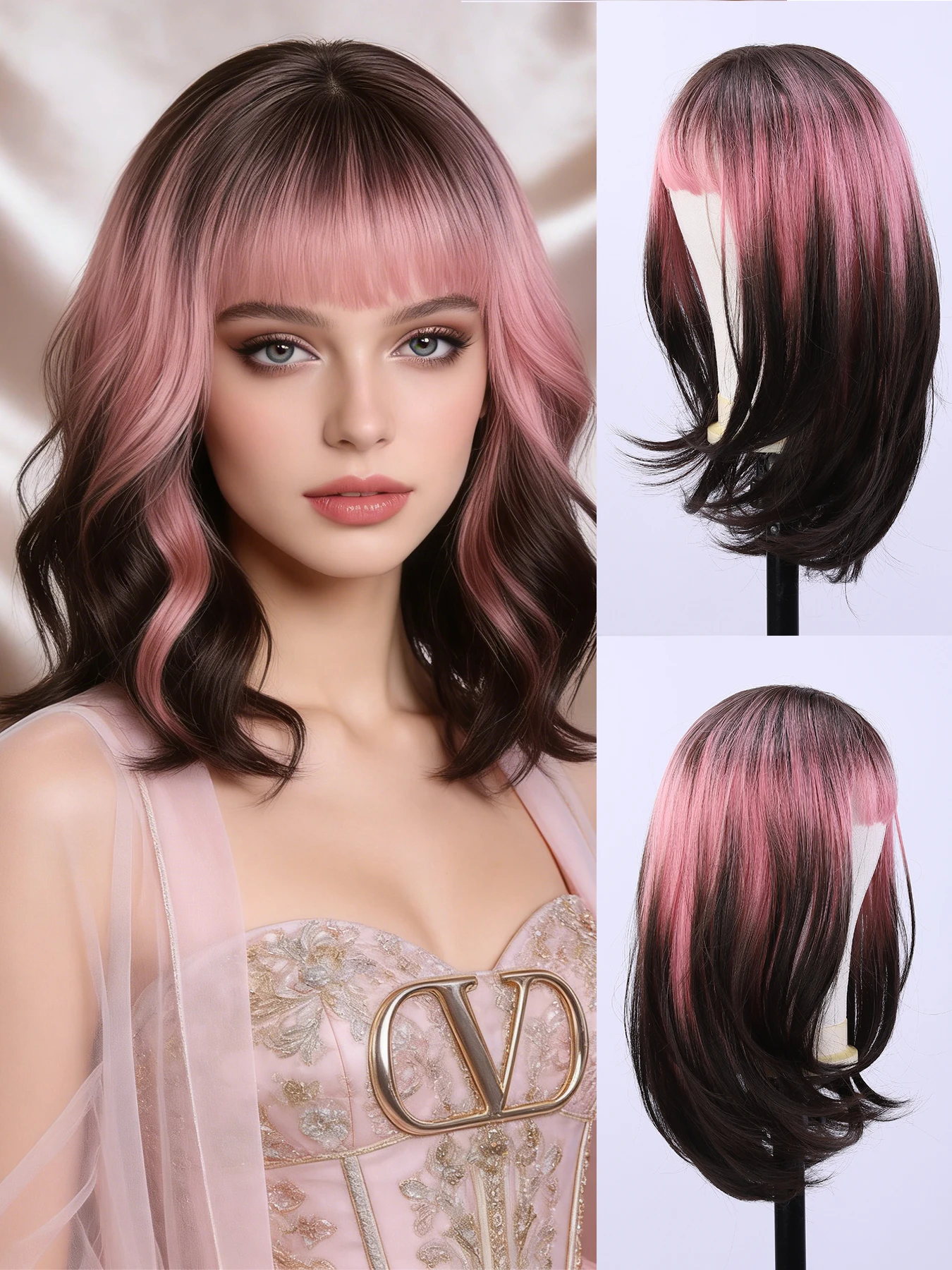 

1 элегантный и модный женский парик из синтетического волокна, модная прическа, дизайн с сетчатым головным убором в виде розы.