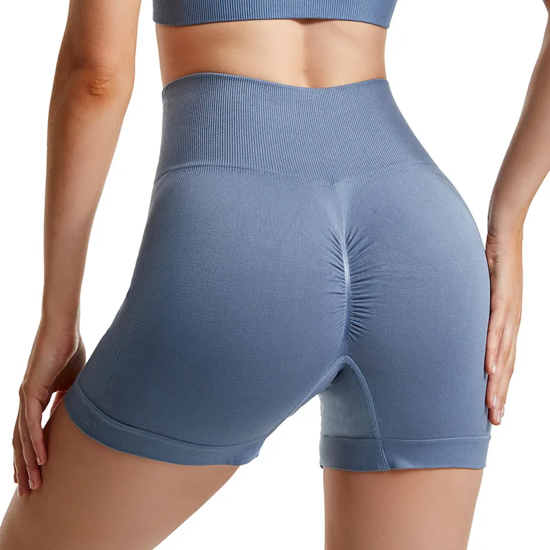 High Waist Breathable Nude Running Shorts Women\'s Hip Lifting Tight Yoga Pants Training Quick Dry Fitness Sports Shorts