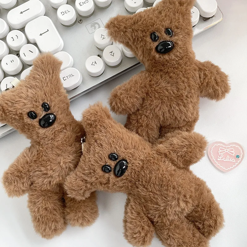 10pcs Cute Bear Plush Keychain Kawaii Bean Bear Doll Creative Animal Keychain Charm School Bag Fashion Personality Pendant