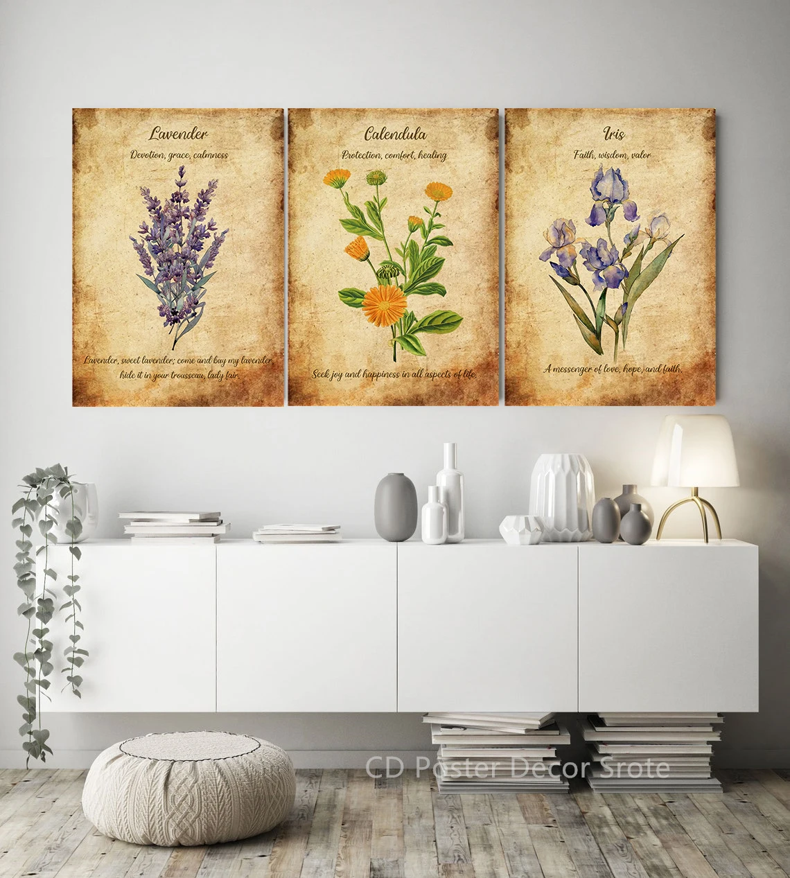 Floral Meaning Symbolism Quote Poster Kraft Paper Flower Language Retro Prints Plant Home Room Decor Aesthetic Art Wall Painting