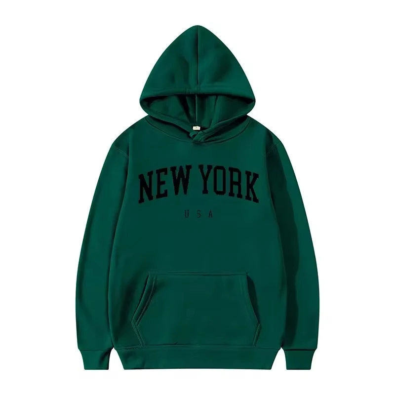 Uomo donna New York U.S.A City felpe con cappuccio Fashion Letter Printed Graphic felpe allentate Casual Harajuku Pullover con cappuccio Sportwear