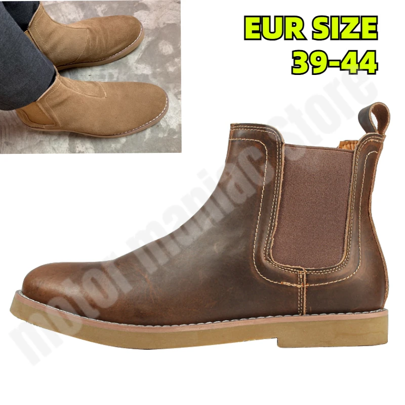 

Vintage Motorcycle Boots Men Top Quality Casual Men Cow Leather Shoes Ankle Boots Big Size Motorcycle Racing Shoes