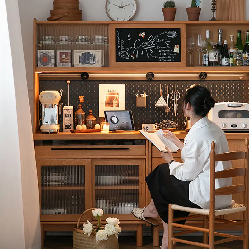 

Nordic Solid Wood Dining Side Cabinet, Japanese-style Small Apartment Dining Room Storage Household Living Room Wall Tea