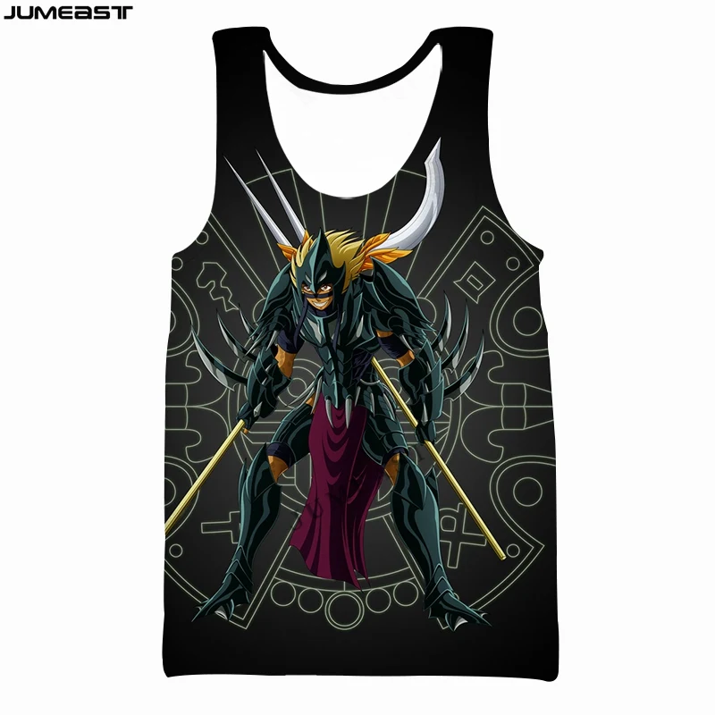 Jumeast Y2k Men Women 3D Printed Vest Cartoon Anime Saint Seiya Short Sleeve Sport Pullover Summer Tank Tops Tees