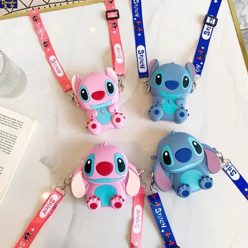 Disney Anime Stitch Silicone Coin Purse Cute Figure Chip and Dale Silicone shoulder bag kid\'s Student Messenger Fashion Gifts