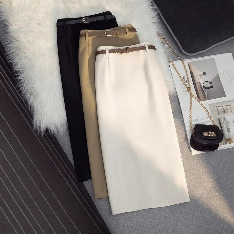 Bodycon Business Pencil Blue Split Skirts A Line White Zip Up Maxi Long Black Jupe Faldas Korean Style Female High Waist Clothes