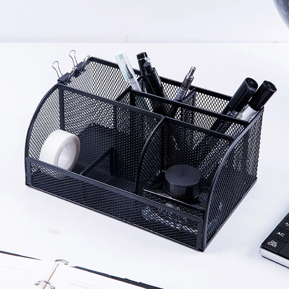 Combination Metal Pen Holder Black Multifunctional Pen Container Creative Desktop Storage Mesh Box Student Gifts Office Desk