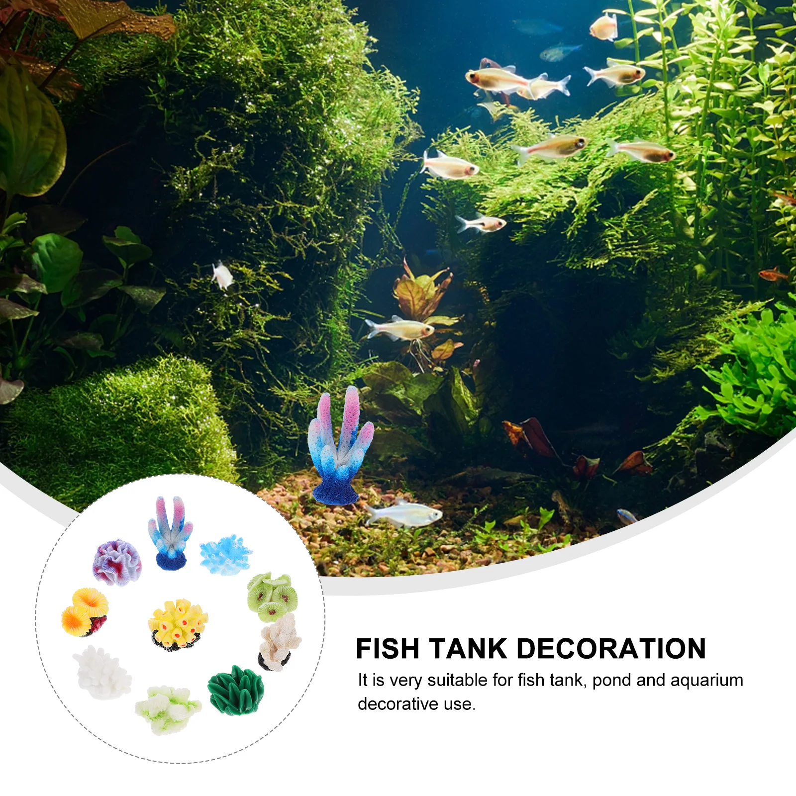 

10Pcs Artificial Coral Aquarium Decor Resin Fish Tank Landscaping Ornament Realistic Resin Coral Statue Aquarium Accessories