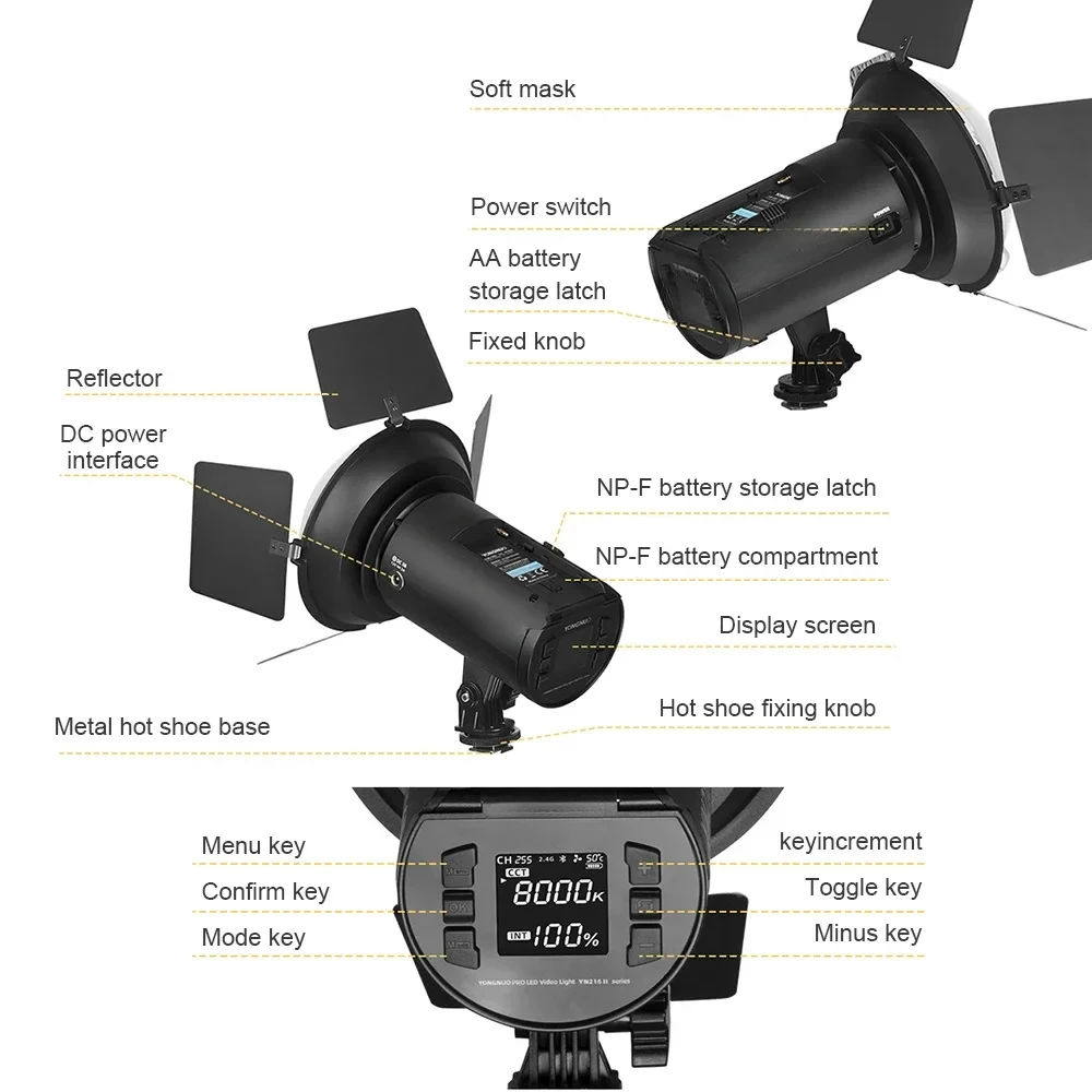 YN216II Foto portatile Spot Luce di riempimento Telecomando Fotocamera Fotografia Streaming live Film Shooting Studio Video Luce a LED