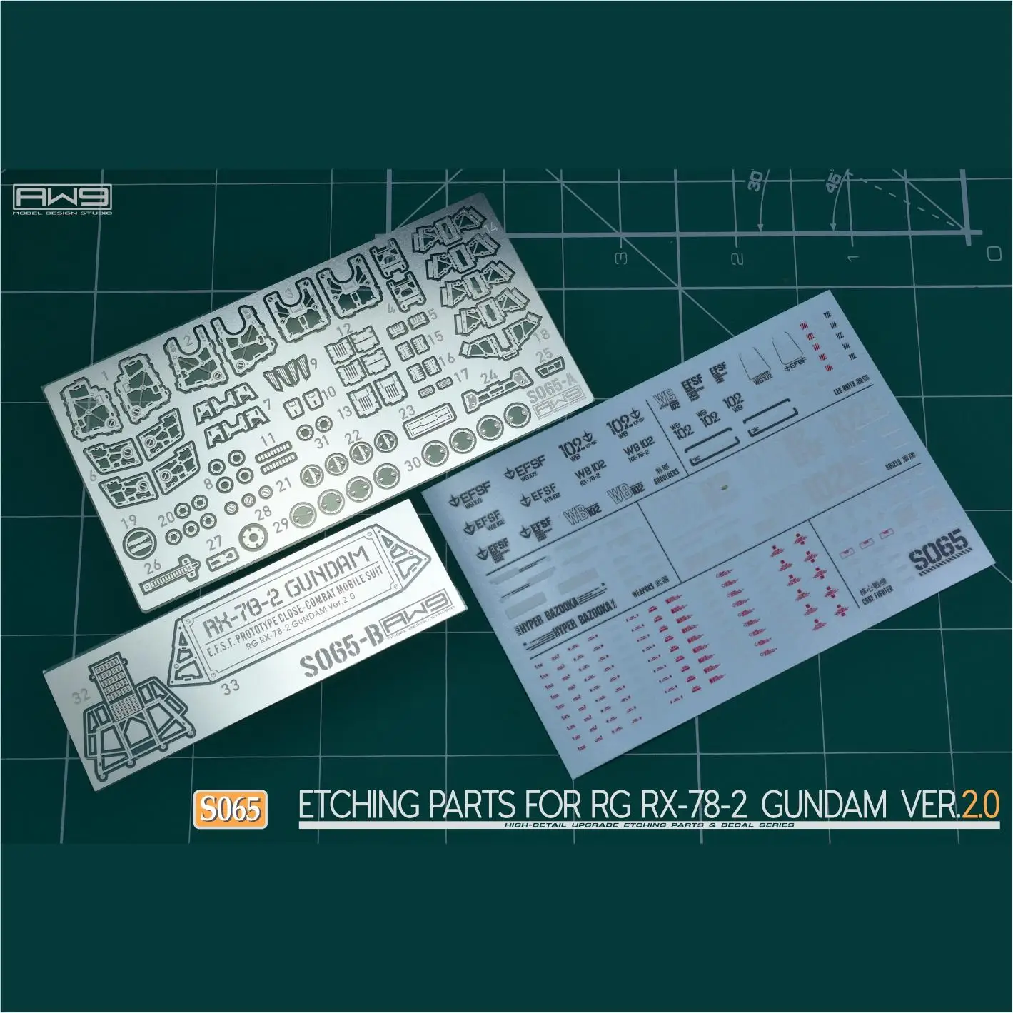 

Water Sticker Etching Sheet S65 RG2.0 RX-78-2 Original Ancestor RGU Model Accessories Hobby DIY