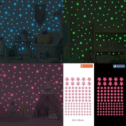 100pcs Luminous Wall Stickers Glow In The Dark Stars Sticker Decals for Kids Baby rooms Colorful Fluorescent Stickers Home decor