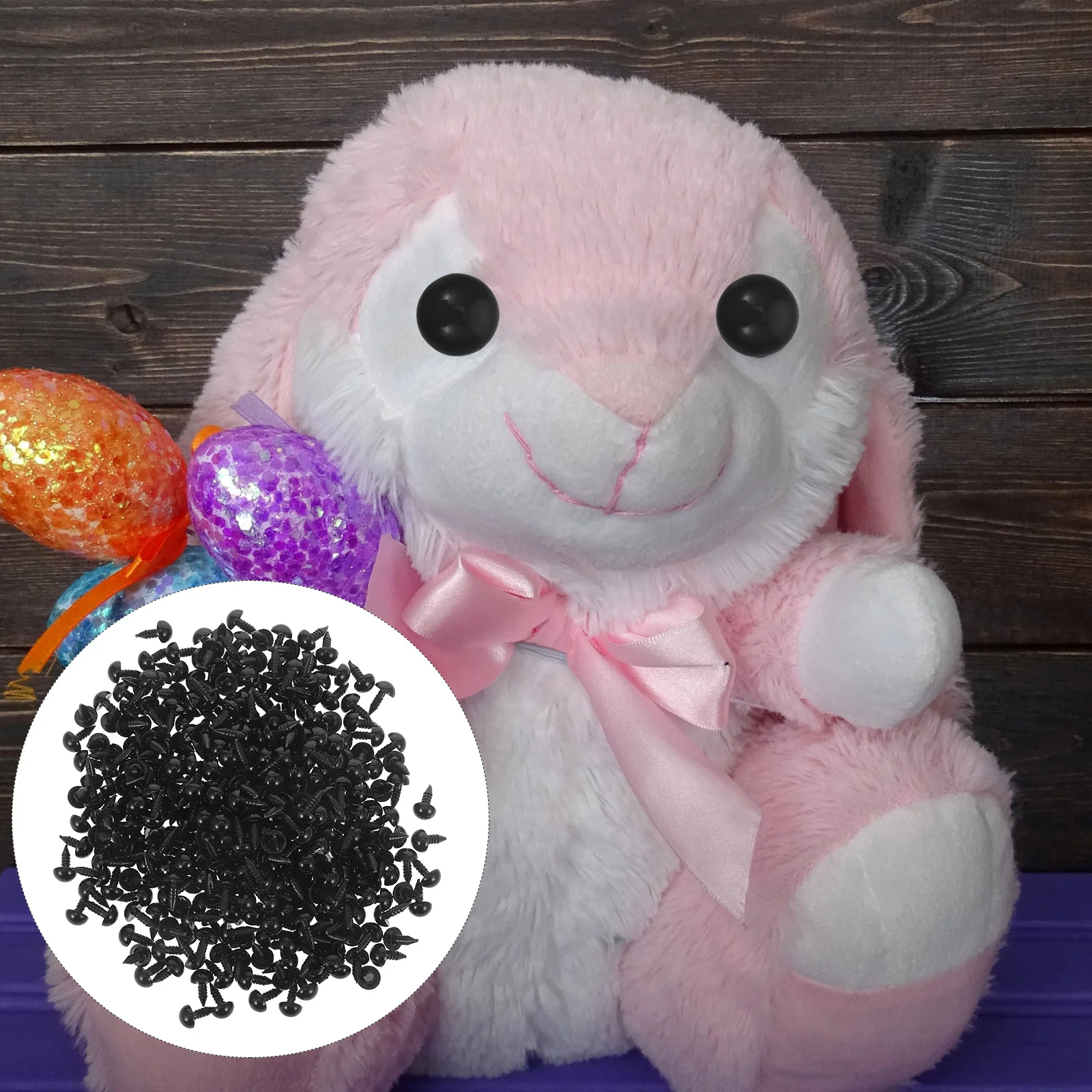 

200 Pairs Plastic Screw Eyes Sew for Soft Toys DIY Animal Black Safety Baby