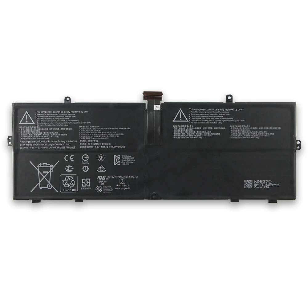 Original Replacement Battery 916TA135H For Microsoft Surface DYNZ02 Laptop Go 1943 5235mAh With Tools