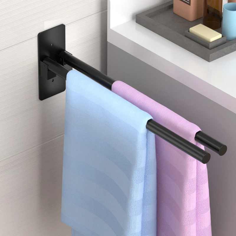 

Foldable double pole towel rack, bathroom towel rack, wall mounted towel rack, bathroom storage rack, non drilling towel storage