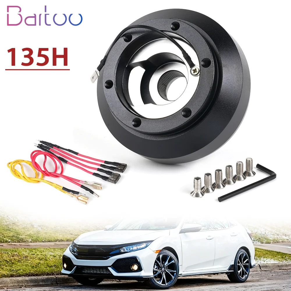 

Bartoo-135H Steering Wheel Short Hub Adapter Black For Honda Accord Acura ILX 2013-up For Honda Civic/Fit 2016-up QR051