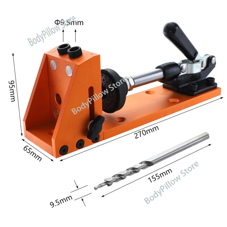 Woodworking bevel hole 9.5mm aluminum alloy with base dust suction device Drilling hole locator