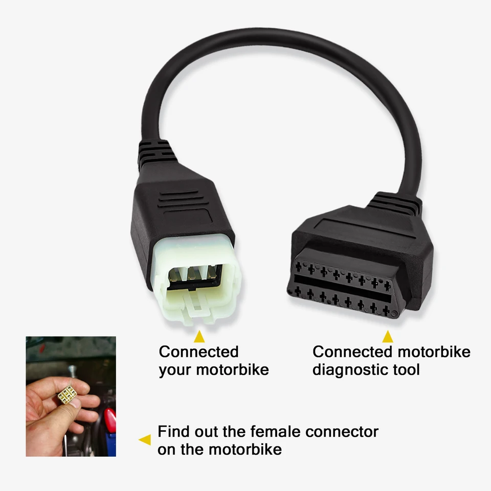 OBD Adapter for Kawasaki 6pin to 16pin Obd2 Diagnostic Cable