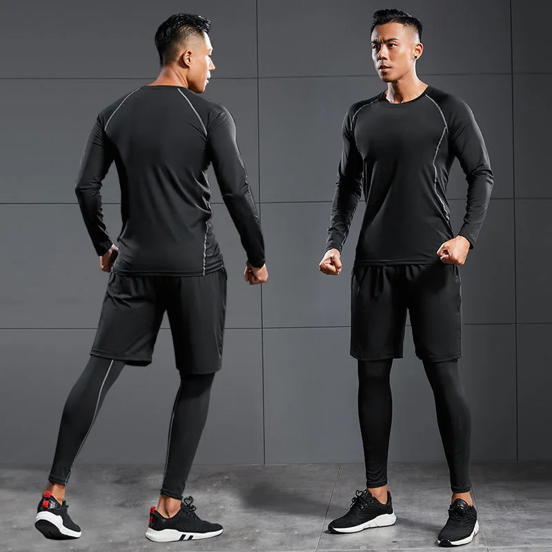 Sports Suit Men\'s Running Sets Compression Gym Fitness Sportswear Quick Dry Basketball Tights Outdoor Jogging Training Underwear