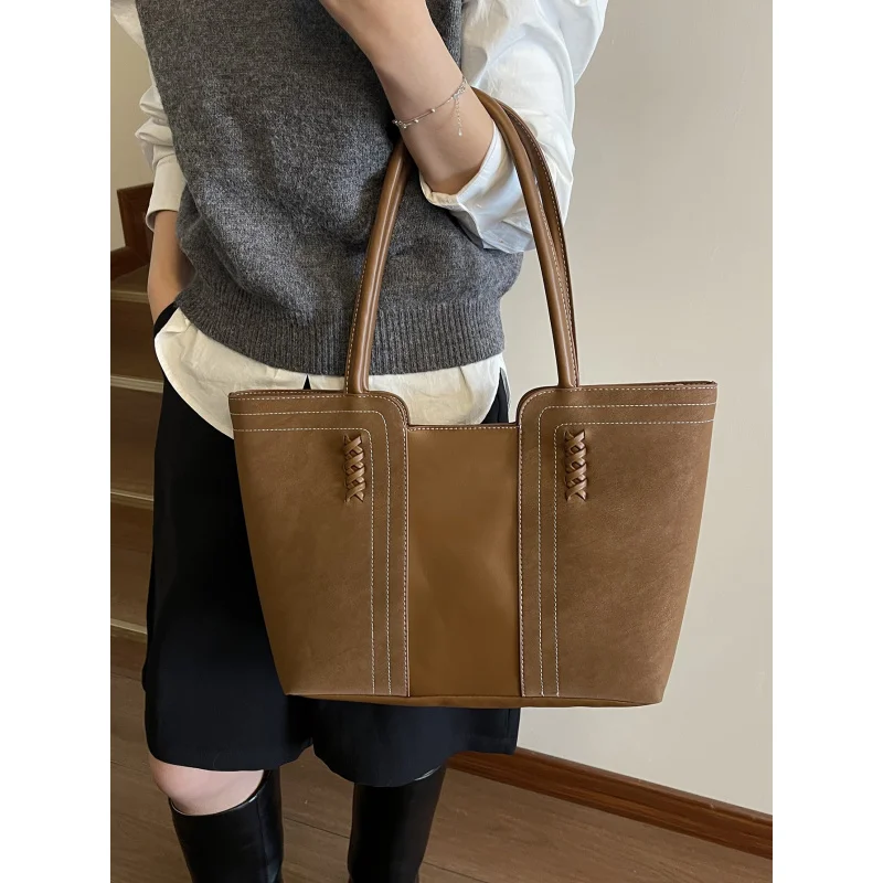 

2026 New Korean-Style Tote Bag — Stylish, Sophisticated, and Minimalist; Vintage-Inspired, Large Capacity Shoulder & Handbag for