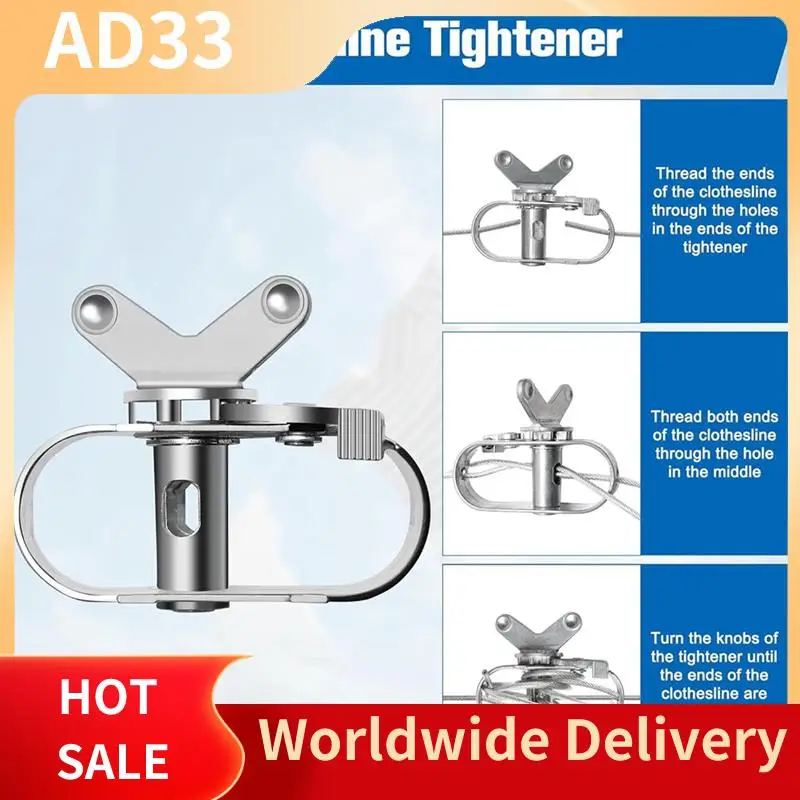 【A28I Screw,Hook Outdoor Kit For Clothesline, Wire Rope, 5-Inch Pulley, S-Type Divider, Tightener, Expansion Screw