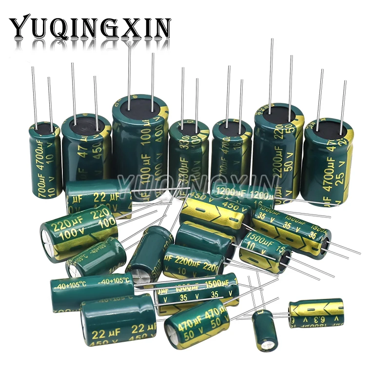 10V 16V 25V 35V 50V 400V 450V High Frequency Low ESR Aluminum Capacitor 10UF 100UF 220UF 330UF 470UF 680UF 1000UF 2200UF 3300UF