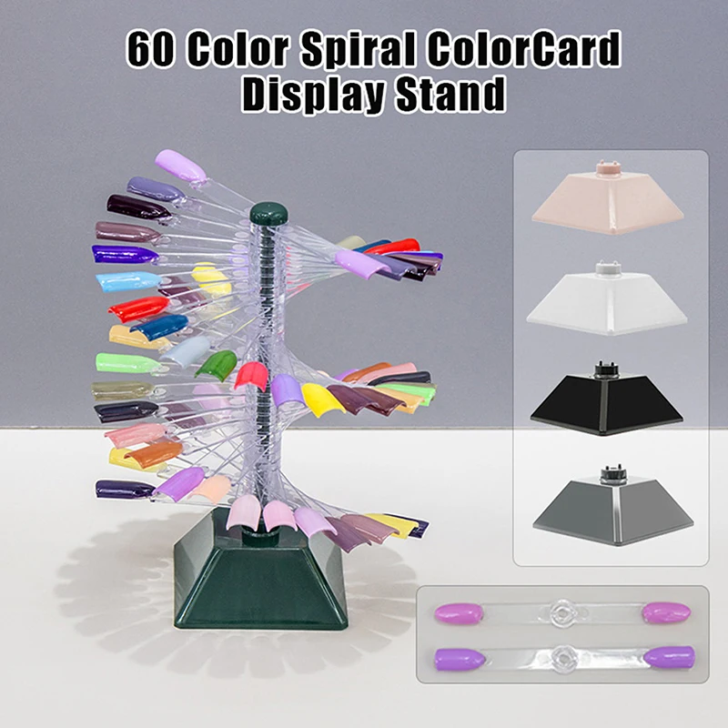 

60PCS Nail Art False Tips Display Stand Spiral Rotating Shelf Showing Gel Nail Polish Gel Color Salon Nails Showing Shelf Rack