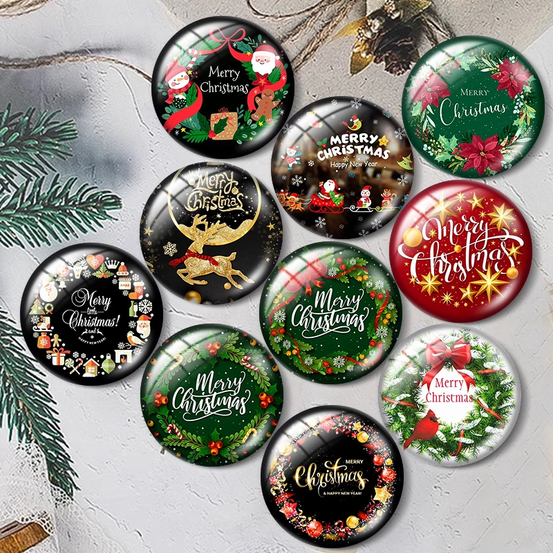 

Christmas Gift 2024 Christmas Gift New Year 12mm/18mm/20mm/25mm Round photo glass cabochon demo flat back Making findings