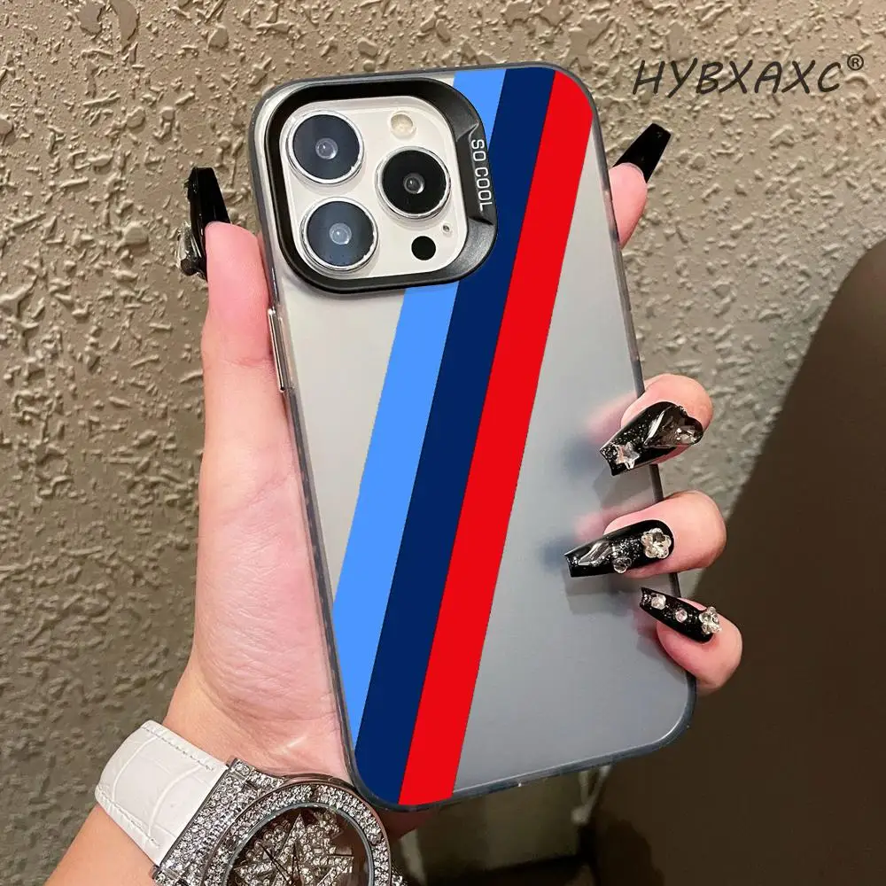 

XAXC HD Cool Phone Case For IPhone 16 Pro Max 15 14 13 12 XS Plus 11 Fashion bwm Matte Aurora Laser Gradient Shockproof Cover
