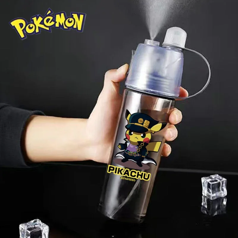 

600ML Pikachu Spray Bottle Boys Large Portable Travel Bottles Sport Plastic Water Bottle Transparent Cup Kids Water Cup