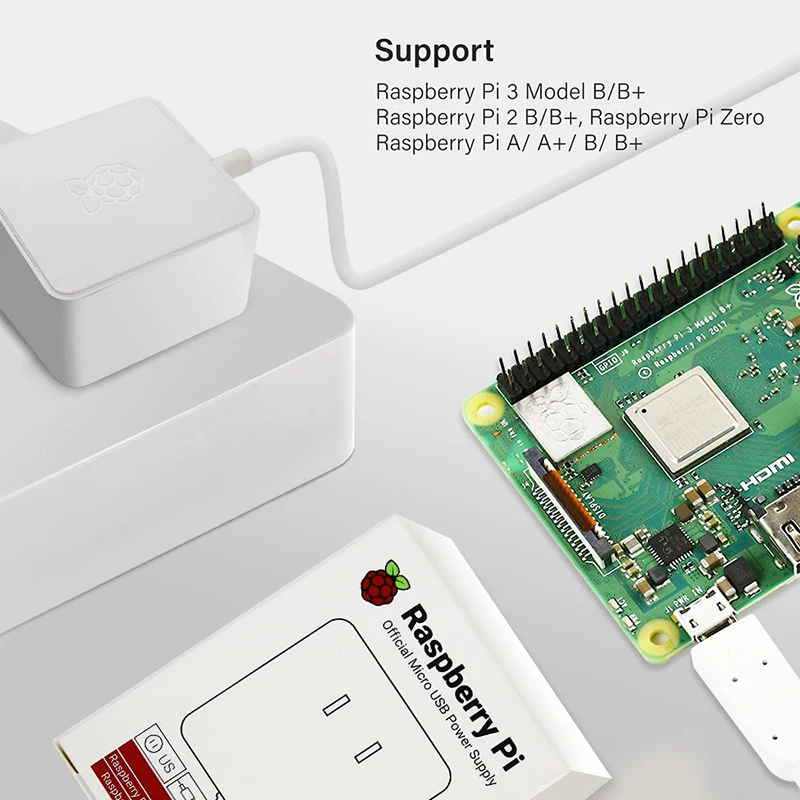 Himbeer-Pi offizielles Micro-USB-Netzteil 5,1 V 2,5 A Ladegerät 12,5 W Stecker adapter für Himbeer-Pi 3 Modell B 3B 2B Null 2 W.