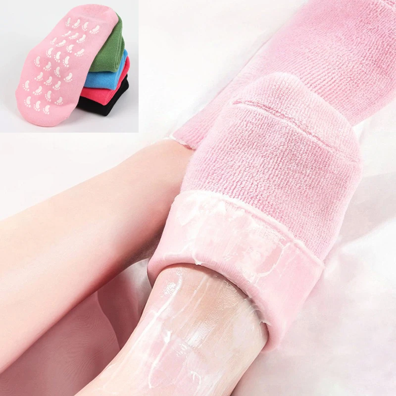 1 زوج متعدد الألوان زيت طبيعي ترطيب الجوارب قفازات للأقدام الجافة المتشققة مغذية الجلد التشحيم تدليك العناية بالقدم