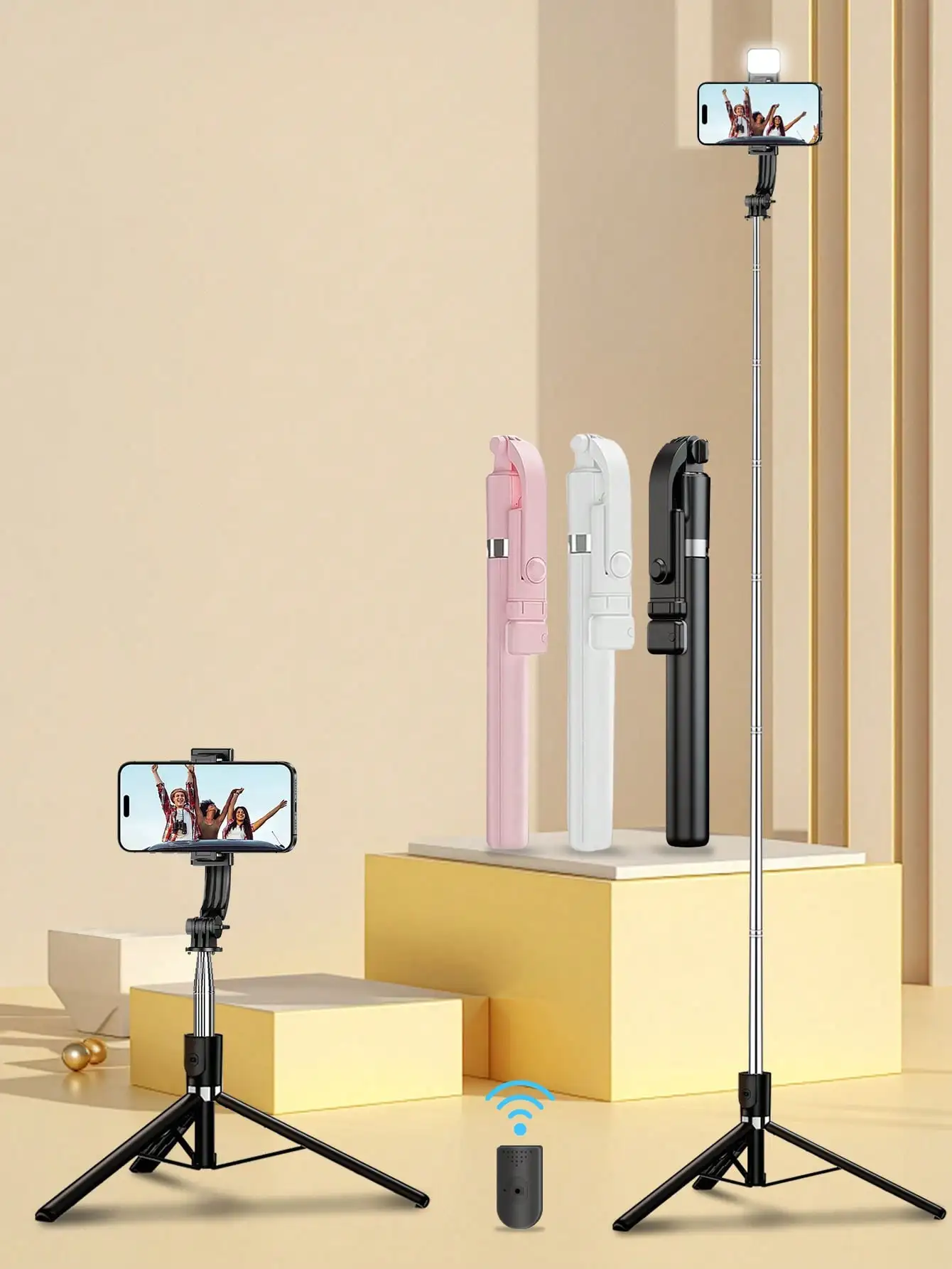 

1.7-Meter Tripod Selfie Stick, Phone Holder And Remote Control. A Lightweight Tripod That Can Be Used As A Light Source, Compatible With Iphone 4/5/6 7/8/11/12/13/14/15/16/17, Android Smartphones, Compatible With 4 To 7-Inch Smartphones. Suitable For Vide