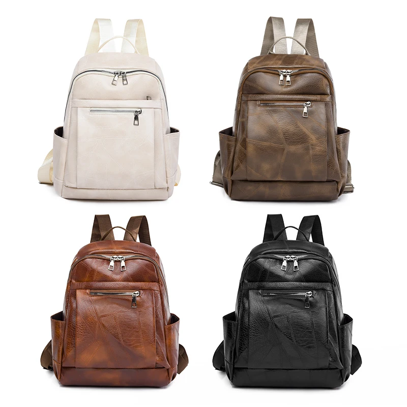 Fashion Backpacks Female High Quality Leather Bagpack for Women Rucksacks Large Capacity School Bag Ladies Travel Bags Mochilas