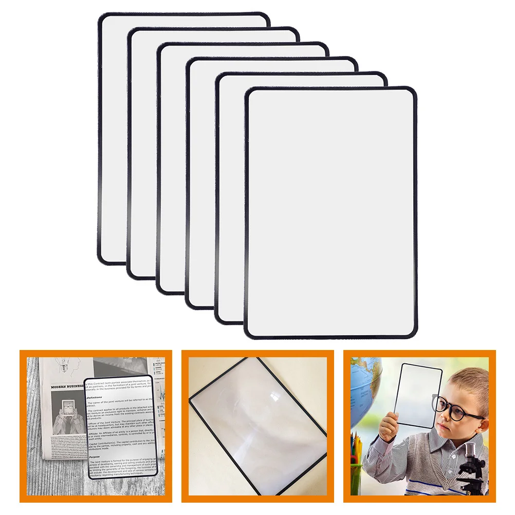 

6pcs Card Style Magnifying Bookmarks Full Page Reading Magnifier For Books Elderly Portable Pocket-Sized Lens Tool Magnifying