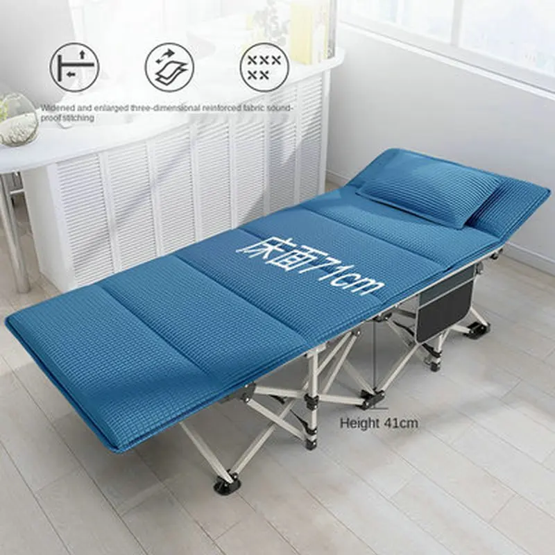 190cm Single Person Portable Folding Bed Office Nap Bed Lounge Chair Home Portable Camping Bed Outdoor Camping Beach Bed