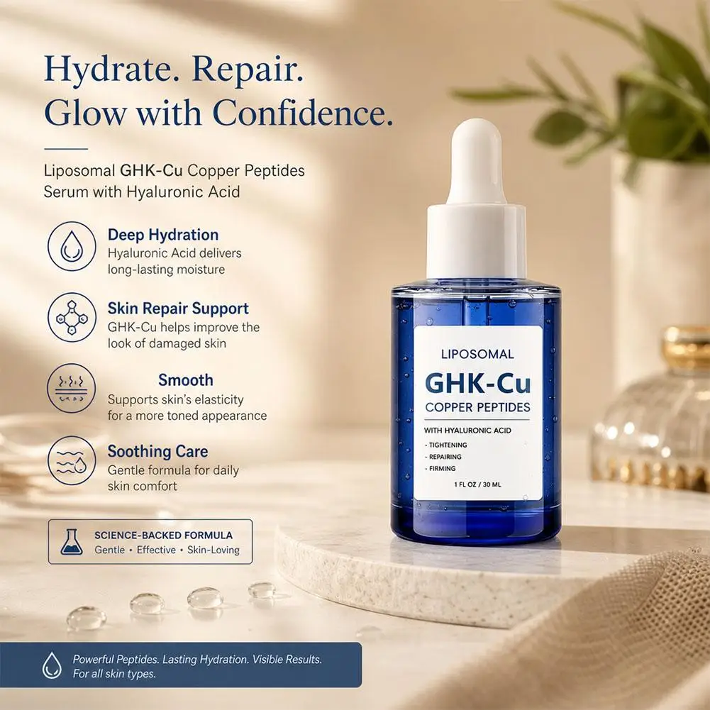 Copper Peptide Serum 30ml Hyaluronic Acid Anti Aging Wrinkle Firming Facial Essence Repair Skin Barrier Collagen Boost