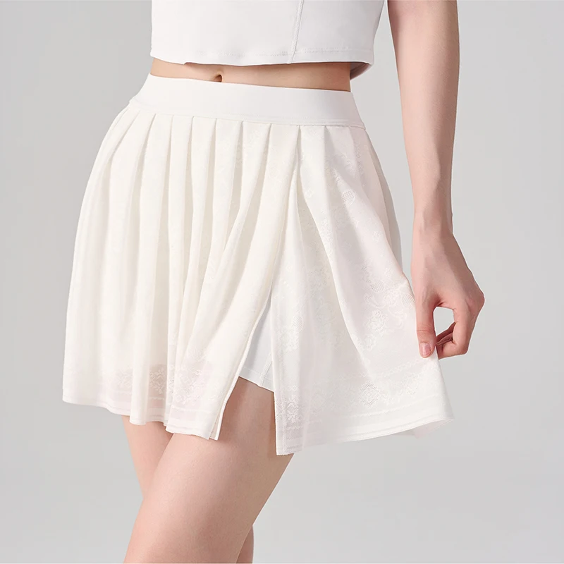 Women Sports Tennis Short Skirt High Waist Slimming Jacquard Outdoor Yoga Short Skirt Running Fitness Tennis Half Skirt ﻿
