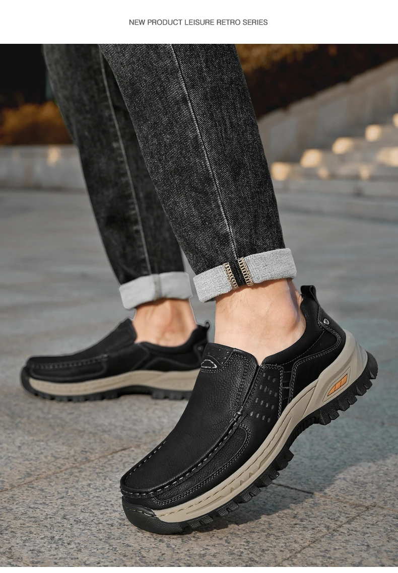 Marke Männer Schuhe Hohe Qualität Aus Echtem Leder männer Casual Schuhe Slip Auf Komfort Business Mann Wohnungen Schuhe Outdoor Männer arbeit Schuhe – Detail 20