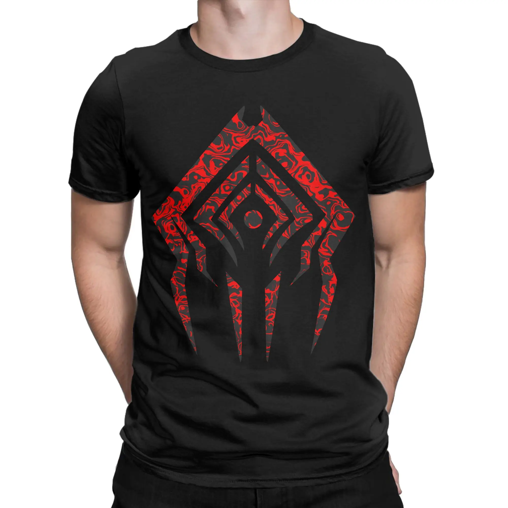 Stalker Sigil Warframe T-Shirt Men Cotton Top Tee Casual  Crewneck Short Sleeve