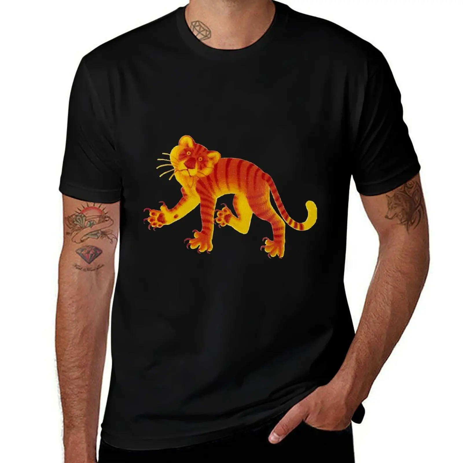 funny animals- tiger T-Shirt tees designer shirts Blouse t shirt men 100℅ cotton