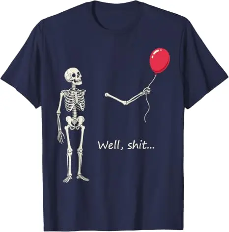 Y2k Gothic Skelett Halloween-Kostüm Humor Skelett Verlorener Ballon Scheiße Lustiges Sprichwort Zitat Herren Damen T-Shirt FSkeleton Tees – Detail 24