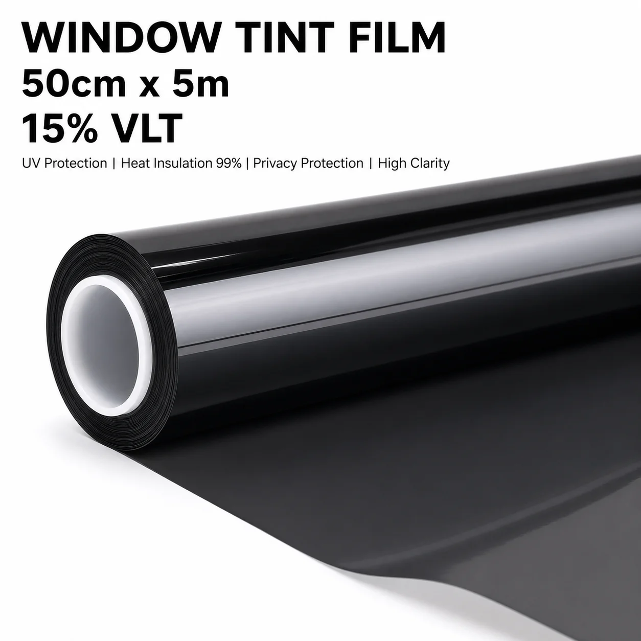 

15% VLT Dark Smoke Nano Ceramic Car Window Tint Film 50cmX500cm Privacy Shade No Bubble Front Side DIY Tint Roll Sedan Smoke Sun