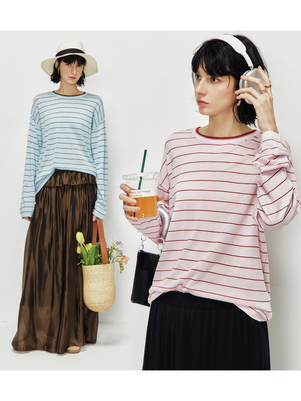 

Женский мягкий вязаный топ из смесовой шерсти с полосками и цветовыми блоками, с длинными рукавами, для повседневной носки, из полиэстера и шерсти, с эффектом омоложения