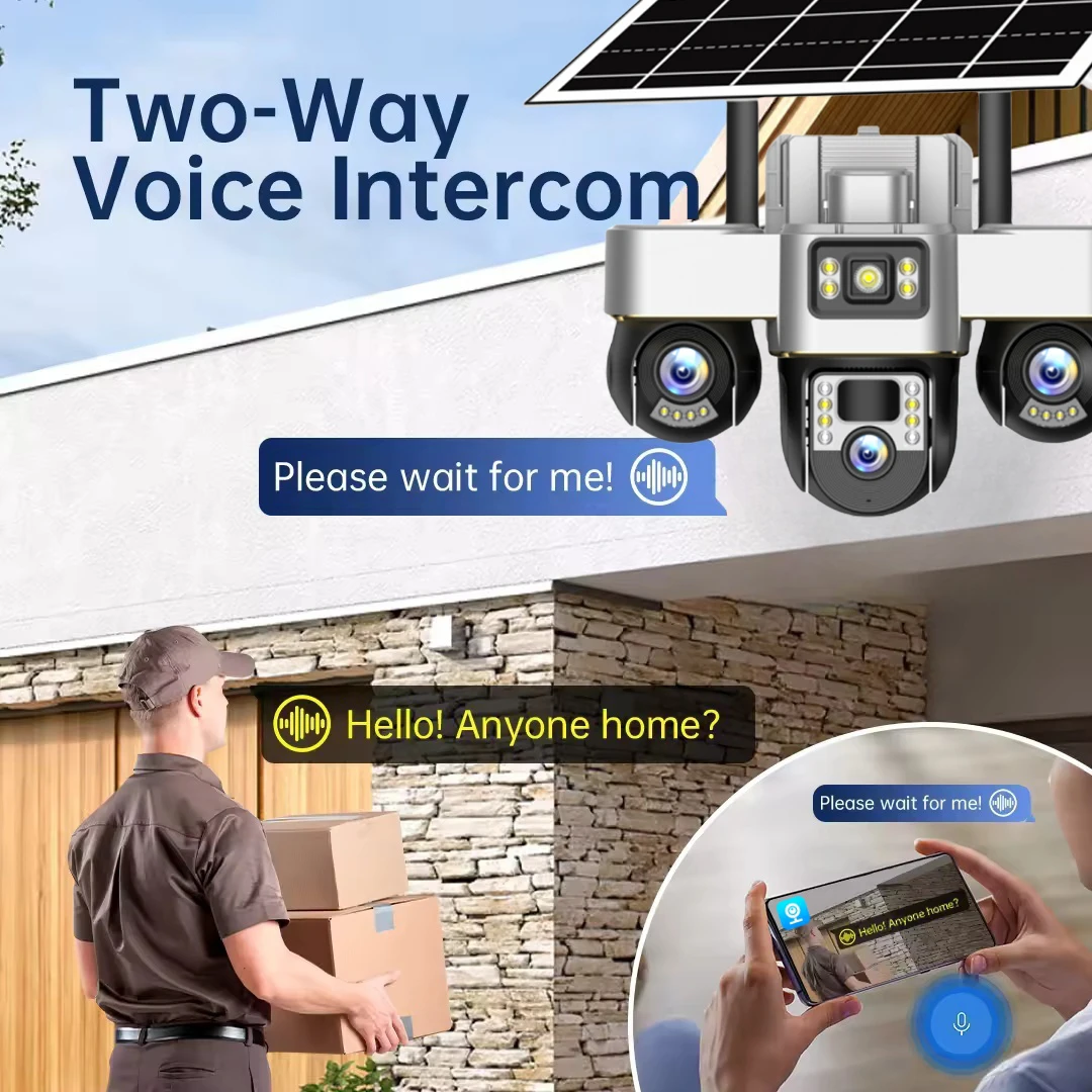 Solar Camera 4G Wireless Night Vision Smart Home Surveillance Camera 15MP Outdoor PIR Motion Detection Security Protection CCTV