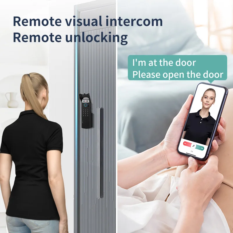 Outdoor waterproof Tuya Smart Life APP Control Fingerprint Password RFID Card Real-Time Intercom 3D Face Recognition Smart Lock - Image 2