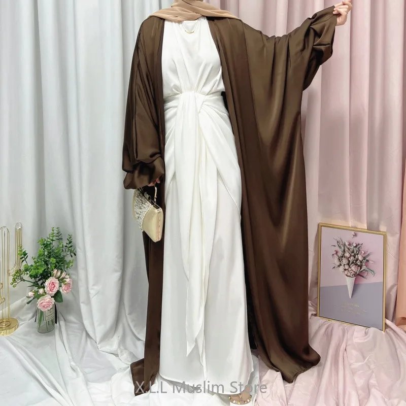 Vestido largo musulmán elegante de manga abullonada para mujer, prenda de oración para mujer, Dubai, caftán de lujo, Kebaya, fiesta de Turquía, Ramadán, Abaya, Beige, 2024