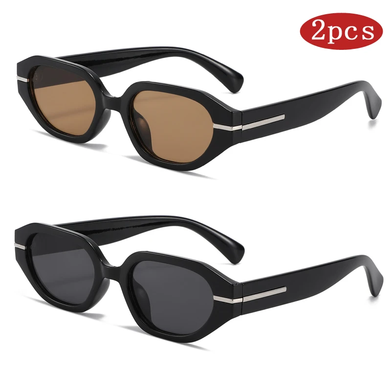2pcs อินเทรนด์กรอบแว่นตากันแดดรูปหลายเหลี่ยม Retro สีสัน 2025 ใหม่แว่นตากันแดด INS แฟชั่นผู้หญิงแว่นตาผู้ชายอินเทรนด์ UV400ar